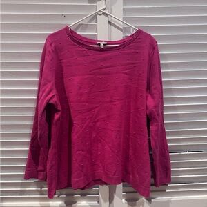 Talbots 100% Cotton Textured Dot Knit Sweater – Bright Pink